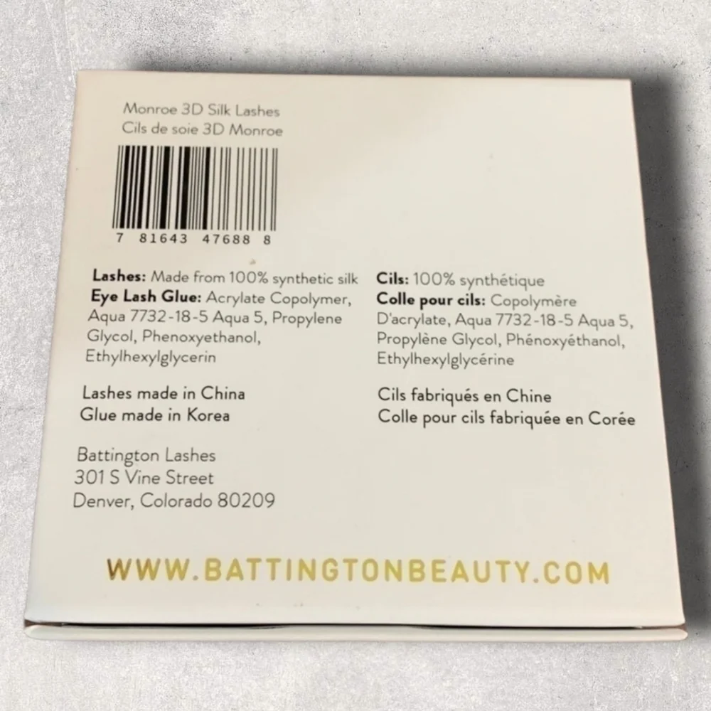 BATTINGTON Monroe 3D‎ Handmade Silk Lashes Volume Glue Kit Black Up to 25 Uses